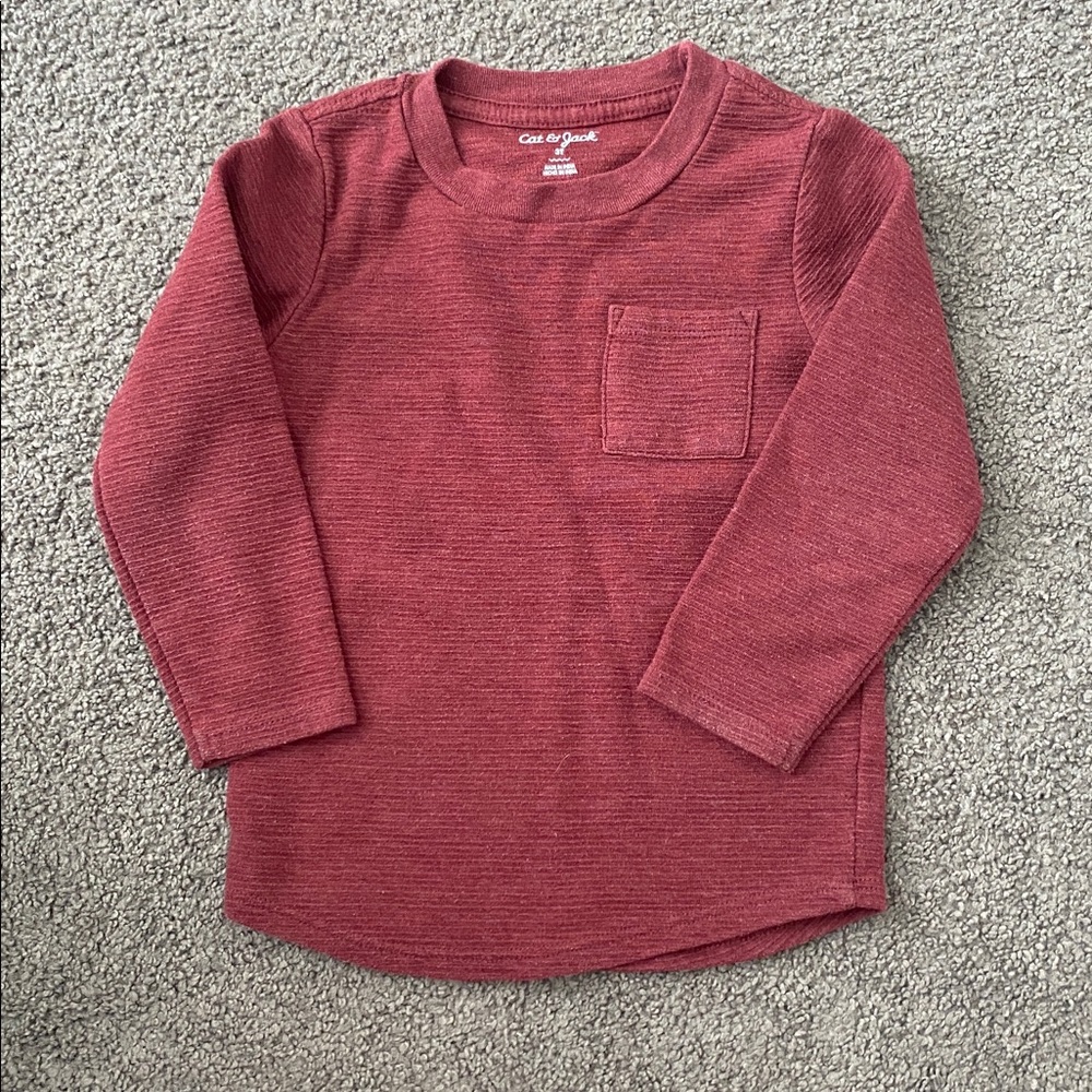 Toddler boys long sleeve winter bundle - Gray, Burgundy, and White - Picture 5 of 6